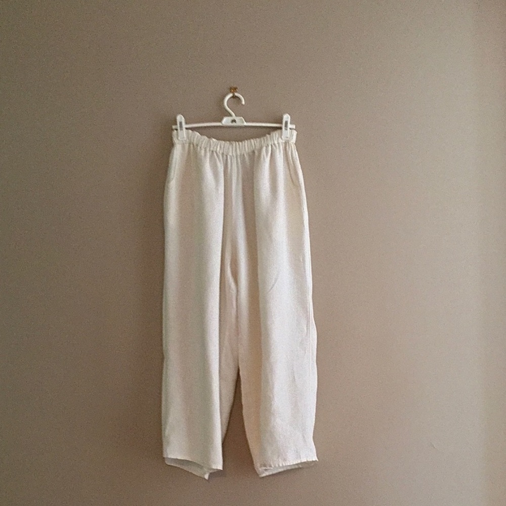 Flax cream white linen pants - high quality linen